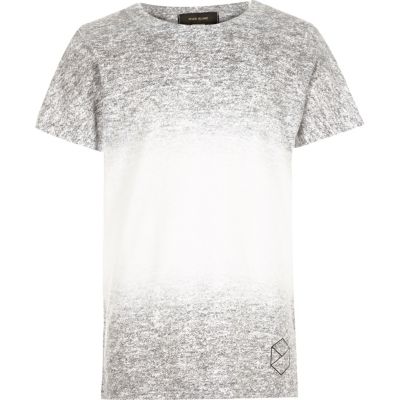 Boys grey textured faded print t-shirt